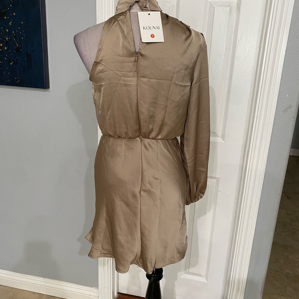 New Women Small Satin ONE SHOULDER COCKTAIL MINI DRESS - Picture 8 of 9